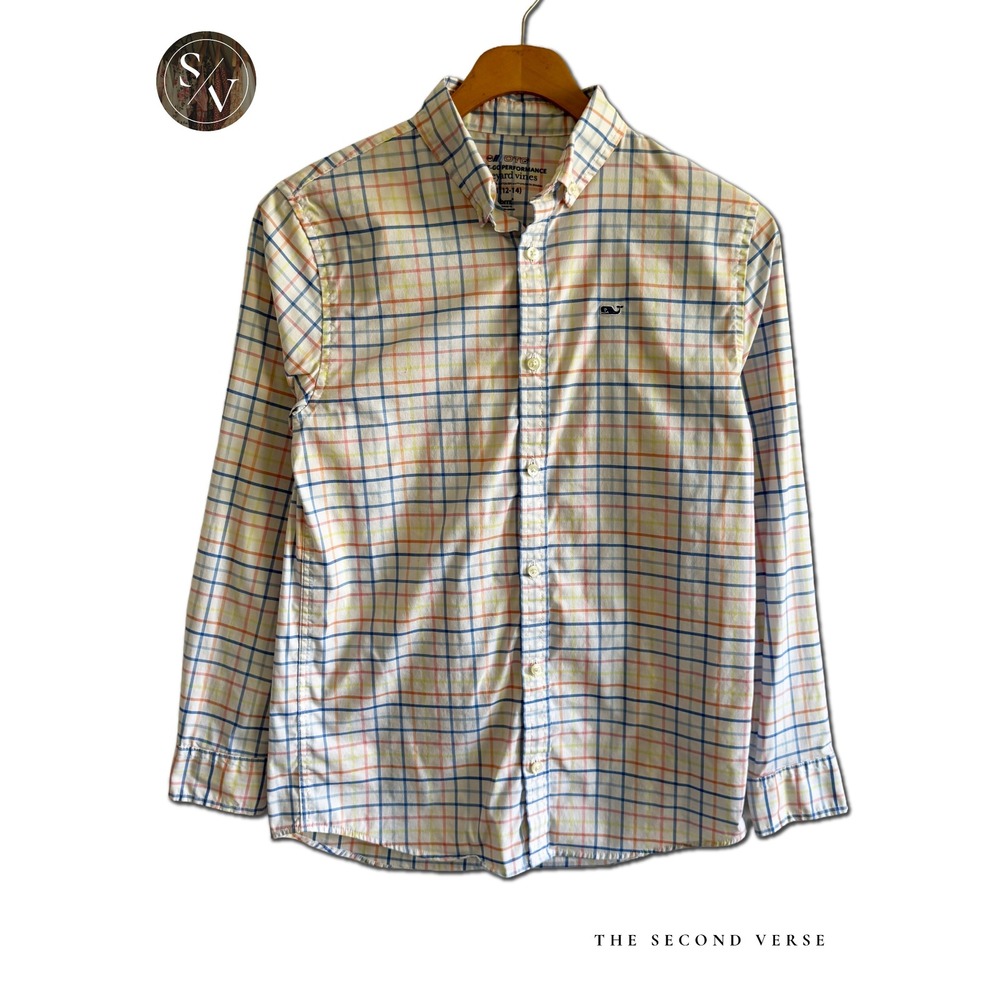 Vineyard Vines Boys OTG Performance Brrr Check Button Down‎ Shirt Multi M 12/14